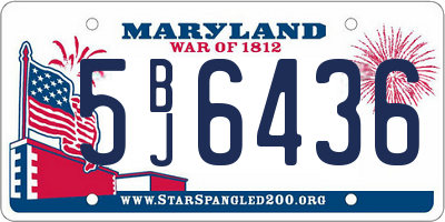 MD license plate 5BJ6436