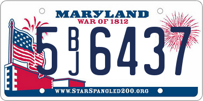 MD license plate 5BJ6437