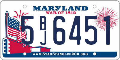 MD license plate 5BJ6451