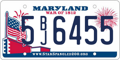 MD license plate 5BJ6455