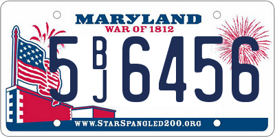MD license plate 5BJ6456