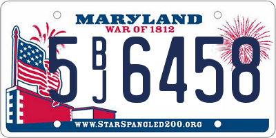 MD license plate 5BJ6458
