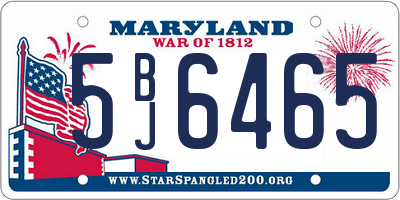 MD license plate 5BJ6465