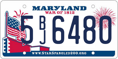 MD license plate 5BJ6480
