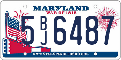 MD license plate 5BJ6487