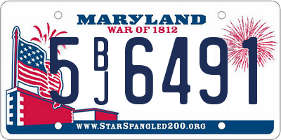 MD license plate 5BJ6491