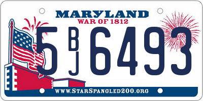 MD license plate 5BJ6493