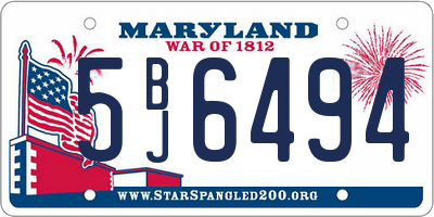 MD license plate 5BJ6494