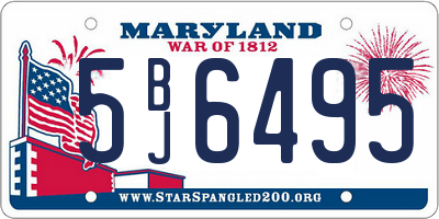 MD license plate 5BJ6495