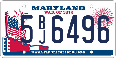 MD license plate 5BJ6496