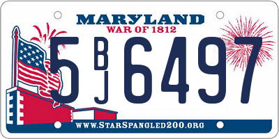 MD license plate 5BJ6497