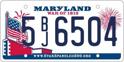MD license plate 5BJ6504