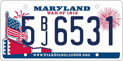MD license plate 5BJ6531