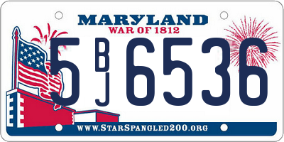 MD license plate 5BJ6536
