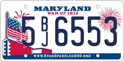 MD license plate 5BJ6553