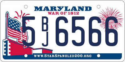 MD license plate 5BJ6566