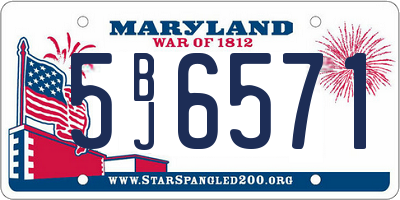 MD license plate 5BJ6571
