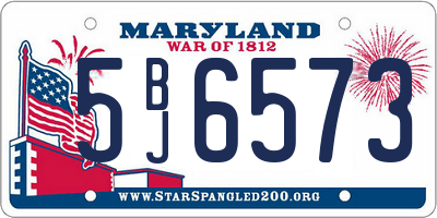 MD license plate 5BJ6573