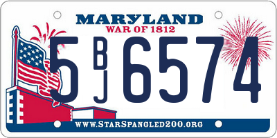 MD license plate 5BJ6574