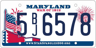 MD license plate 5BJ6578