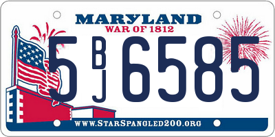 MD license plate 5BJ6585