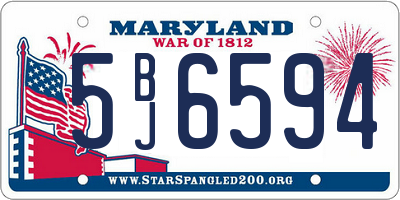 MD license plate 5BJ6594
