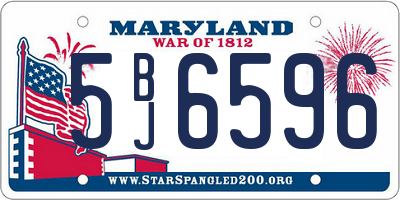 MD license plate 5BJ6596