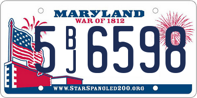 MD license plate 5BJ6598