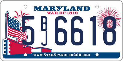 MD license plate 5BJ6618