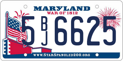 MD license plate 5BJ6625