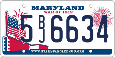 MD license plate 5BJ6634