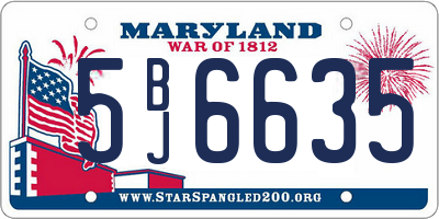 MD license plate 5BJ6635