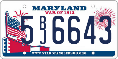 MD license plate 5BJ6643