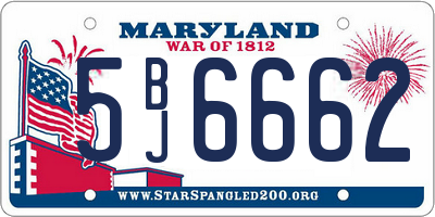 MD license plate 5BJ6662
