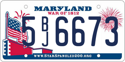 MD license plate 5BJ6673