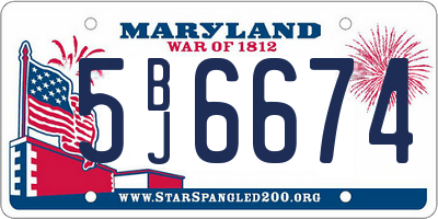 MD license plate 5BJ6674