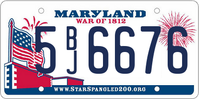 MD license plate 5BJ6676