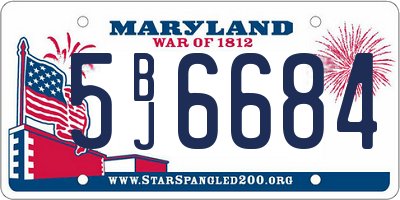 MD license plate 5BJ6684