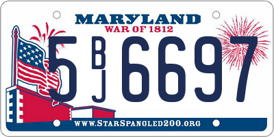 MD license plate 5BJ6697