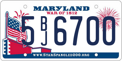MD license plate 5BJ6700
