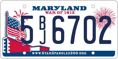 MD license plate 5BJ6702