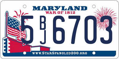 MD license plate 5BJ6703