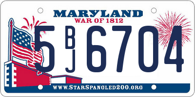 MD license plate 5BJ6704