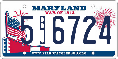 MD license plate 5BJ6724
