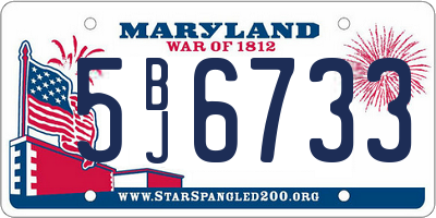 MD license plate 5BJ6733
