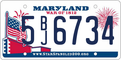 MD license plate 5BJ6734