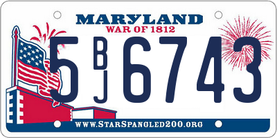 MD license plate 5BJ6743