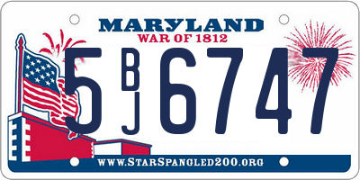 MD license plate 5BJ6747