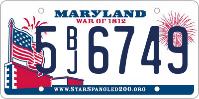 MD license plate 5BJ6749