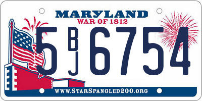 MD license plate 5BJ6754